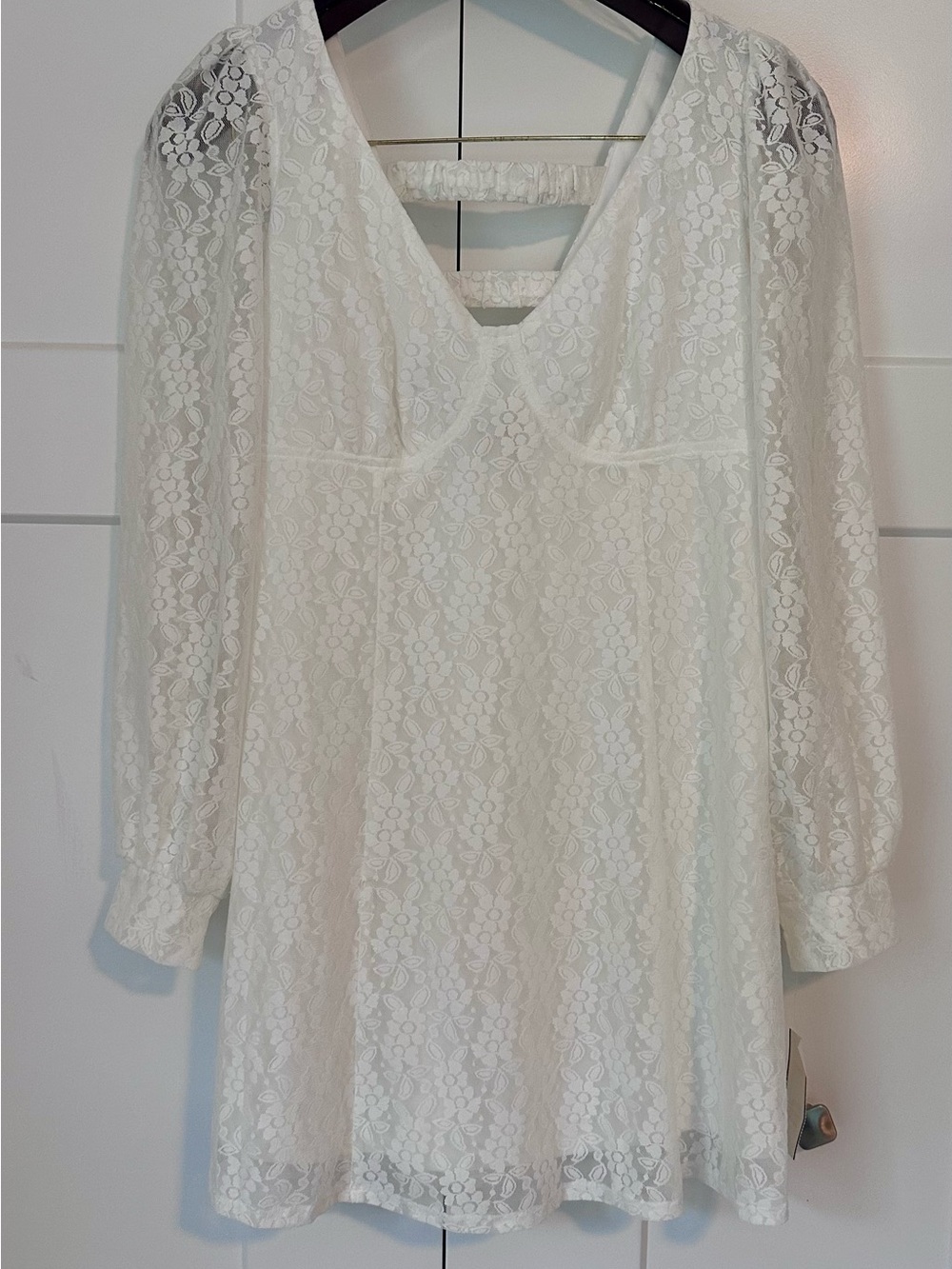 Crystal Doll White Lace Mini Dress NWT